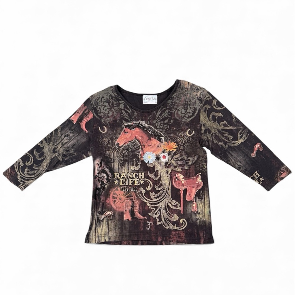 Ranch Life Graphic Long Sleeve Top